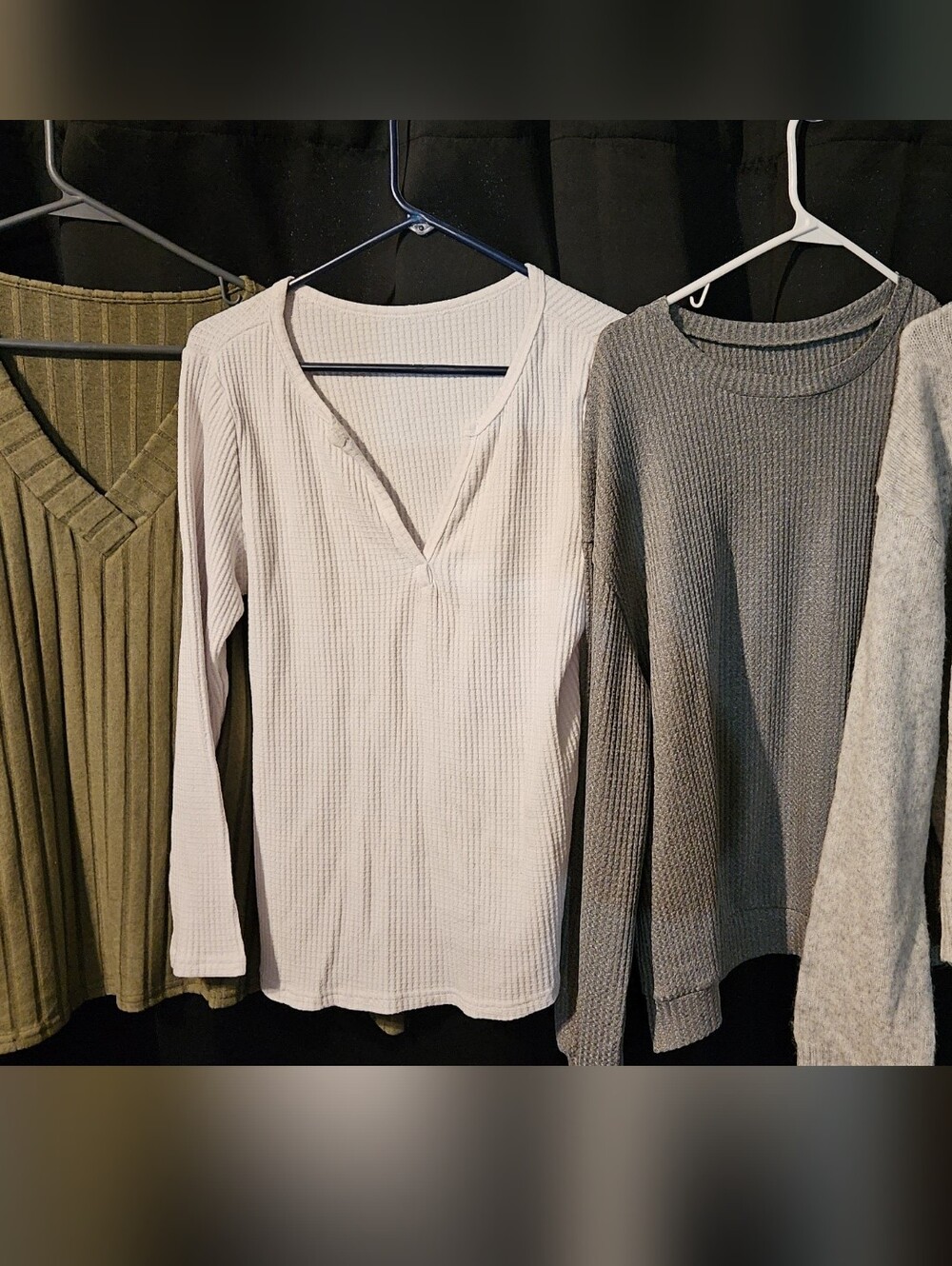 Soft Ribbed V-Neck Sweater Top - Light Beige
